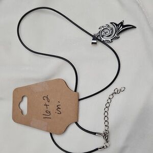 Men's Unisex Black Cord Celtic Pendant Necklace NWOT Silver Gunmetal Color